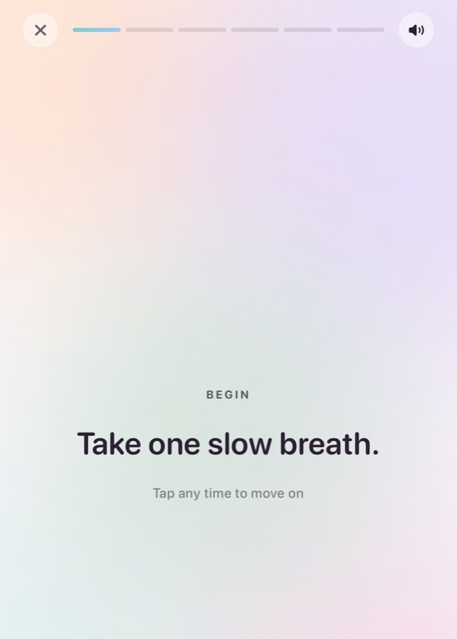 A close view of the MyDirection breathing and focus practice